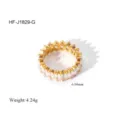 Detailansicht vergoldeter Titanstahl Ring mit funkelnden weißen Zirkonia im Eternity-Stil. - Größe 6 / Gold Runder Stil (HF-J1829-G)