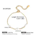 Pulsera cadena perla concha francesa acero titanio bañado en oro elegante minimalista - Estilo Perla de Mostacilla Nácar (BX-BP9206) / Chapado en oro 18K