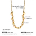 Elegant gold stainless steel necklace with natural shell beads, waterproof and hypoallergenic design. - European Style (BX-NP7370)
