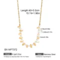 Detail view of the natural mother-of-pearl and bead stainless steel gold-plated necklace. - European Style (BX-NP7372)