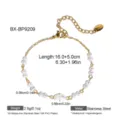 Pulsera de perlas de agua dulce de acero inoxidable chapado en oro delicada chic - Estilo Cadena Fina Doble Capa Perla de Mostacilla (BX-BP9209) / Chapado en oro 18K