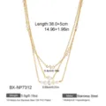 Multi-layer natural baroque pearl clavicle necklace, 18K PVD stainless steel chic jewelry. - Style BX-NP7312 / 18K Gold
