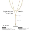Double layer baroque pearl necklace 18k gold plated titanium steel clavicle chain. - Style BX-NP7313 / 18K Gold