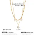 Double layer stainless steel baroque pearl necklace with 18K PVD gold plating fashion jewelry - Style BX-NP7314 / 18K Gold