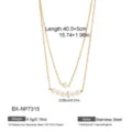 Elegant double layer pearl necklace in 18k gold plated stainless steel waterproof chic jewelry - Style BX-NP7315 / 18K Gold