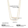 Double layer baroque pearl stainless steel necklace with 18k pvd plating, elegant fashion jewelry. - Style BX-NP7316 / 18K Gold