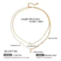 Collana di perle a doppio strato in acciaio inossidabile placcata in oro 18k elegante. - Stile a Doppio Strato Giuntato Catena di Perle (BX-NP7180) / Oro 18K