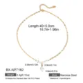 Collar con colgante de perla de agua dulce natural de acero inoxidable bañado en oro 18K - Estilo de Colgante de Perla Redondeada (BX-NP7182) / Chapado en oro 18K
