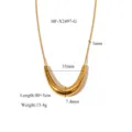 Stainless steel 18K gold plated geometric U-shaped tube pendant necklace detail view. - HF-X2497-G