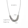 Titanium steel u shaped arc pendant necklace detail, showcasing polished smooth metal texture and size. - HF-X2497-S