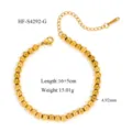 Edelstahl Gold Perlen Armband mit Verlängerungskette, minimalistischer Damen Schmuck. - Rundperlen-Stil (HF-S4292-G) / Gold