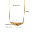Gold titanium steel geometric arc pendant necklace with delicate beaded chain details. - HF-X2498-G
