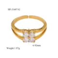 18K Vergoldeter Zirkonia Cluster Offener Ring Verstellbare Modeschmuck Detailansicht - Blumenstil (HF-J1687-G)