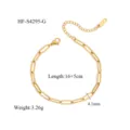 Nahaufnahme Detail des goldenen Edelstahl Büroklammer Kette Armband, minimalistischer Stil. - Büroklammerkette-Stil (HF-S4295-G) / Gold