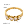 18K gold plated open ring with four sparkling cubic zirconia stones. Elegant detail design. - Four Stone Inlaid Style (HF-J1691-G)