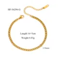 Bracelet gourmette en acier inoxydable style cubain avec extension, longueur 16+5cm chic. - Style Chaîne Cubaine (HF-S4296-G)