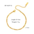 Bracelet chaîne Figaro en acier inoxydable pour femme, élégant bijou doré minimaliste. - Style Chaîne Figaro (HF-S4297-G)
