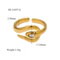 Cross-border fashion gold snake open ring with pearl inlay minimalist jewelry design - Snake Shape Pearl Style (HF-J1697-G)