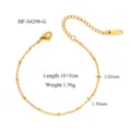 Bracelet de perles en acier inoxydable, 16+5cm, design minimaliste et elegant. - Style Chaîne Satellite (HF-S4298-G)