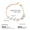 Bracelet chaîne perles d'eau douce baroque acier inoxydable plaqué or 18K, 16+5cm - Bracelet en Perle Baroque (BX-BP9100)