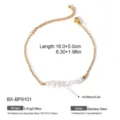 Élégant bracelet en perles d'eau douce baroques en acier inoxydable plaqué or 18K pour femmes. - Bracelet en Perle d'Eau Douce Minimaliste (BX-BP9101)