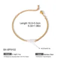 Bracelet de chaîne en or en acier inoxydable 18K minimaliste avec perles 16+5cm de long - Bracelet en Perle Chaîne Dorée (BX-BP9102)