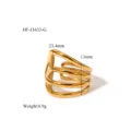 Detailansicht des goldenen unregelmäßigen mehrlinigen geometrischen offenen Rings. - Multiline-Geometrischer Stil (HF-J1633-G) / Gold