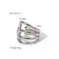 Edler Edelstahl geometrischer offener Ring, unregelmäßiges Mehrlinien-Design, glänzender Schmuck. - Multiline-Geometrischer Stil (HF-J1633-S) / Silber