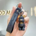 Cute Nordic cartoon bear keychain silicone key ring car key pendant couple accessories - Black