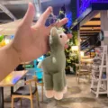 Green alpaca plush keychain cute stuffed animal doll bag pendant backpack charm keyring gift. - Green