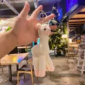 Cute alpaca plush keychain toy bag charm fluffy stuffed animal pendant for keys gifts - White
