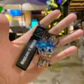 Electroplated colorful deer keychain cute car bag pendant acrylic small accessory - Orange Blue