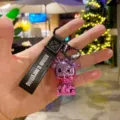 Electroplated colorful deer keychain, cute car hanging ornament and bag pendant accessory. - Pink Purple
