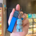 Cute blue bear keychain with bow tie, stylish resin bear pendant bag ornament for car keys. - Resin Style (Little Bear A665) / Blue Nordic Bear
