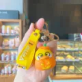 Cute cartoon duck keychain silicone pumpkin bag charm backpack pendant car key ring accessory - Pumpkin Duck