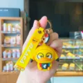Cute yellow duck keychain PVC silicone cartoon bag pendant car key ring for daily use. - Xiaoqiu Duck