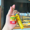 Cute cartoon duck burger keychain silicone bag charm car key ring aesthetic pendant gift. - Burger Duck