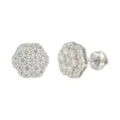 Funkelnde Moissanit Blumen Ohrstecker aus Sterlingsilber, elegante Modeschmuck. - Blumen-Moissanit-Stil (EUJ0537M-1) / 1 Paar (Mit GRA Zertifikat Und Geschenkbox) / Weiß