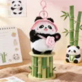 Portachiavi in peluche panda carino con cappello rosa, ciondolo borsa morbido e soffice - Panda Peluche Zaino - Fiore di Ciliegio