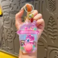 Water game ring toss keychain boba cup shape cute decompression toy portable keyring - Cake Water Game - Pink