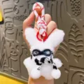 Cute plush puppy keychain with stylish scarf and goggles, perfect schoolbag pendant gift. - Black Scarf
