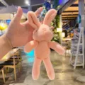 Cute pink plush rabbit keychain cute bunny bag pendant soft toy keyring accessory 1pc - Pink