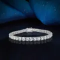 S925 Silber Moissanit Tennisarmband glitzernde D Farbe runde Steine Luxus Schmuck Geschenk - 925er Silber / 2mm 6 Zoll
