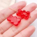Leuke rode acryl berenhanger DIY sieraden bedel spacer kraal accessoire 19x12mm - Transparant Rood Verticaal Gat