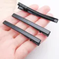 Black metal hair clips duckbill clip long square hairpins DIY handmade hair accessories set. - Thin Rectangular Clip (26006) / 1 Piece Pack (60x8mm) / Black Tone