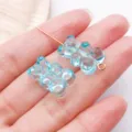 Transparante blauwe acryl beren bedels met verticaal gat voor DIY sieraden maken onderdelen - Transparant Blauw Verticaal Gat