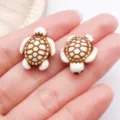 Acrylic white brown turtle pendant variant, charming DIY jewelry accessory for handmade earrings. - 1 Pc Brown Acrylic Straight Hole Sea Turtle 20x16mm Hole 2.1mm - 0.9g - 27355