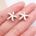 Acrylic starfish charms white brown DIY jewelry craft accessories for necklace bracelet 2 pcs - White Ocean Starfish / 1 Piece