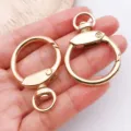 Gold zinc alloy round keychain snap hooks DIY bag charm hardware accessories clasp ring - Round Dog Clip with Ring Keychain / 1 Piece (43x29mm) / KC Gold
