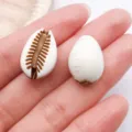 Acrylic white brown cowrie shell charm bead DIY jewelry accessory variant style item - 1 Pc Brown Acrylic Straight Hole Conch 20x13mm Hole 1.9mm - 1.6g - 27363